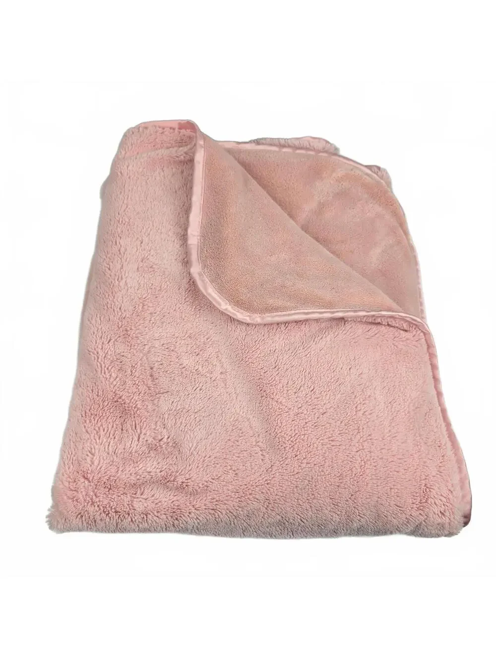 Brookstone NAP Pink Travel/Spa Throw Blanket Satin Trim Soft 2Ply 38x60” EUC